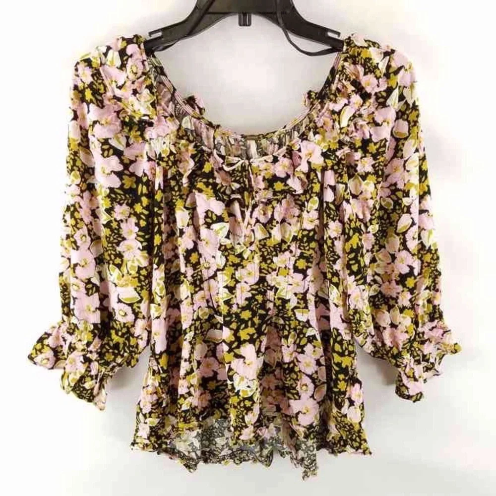 Free People Multi-colored Floral Blouse - Picture 1 of 4